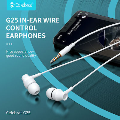 Celebrat G25-WH În ureche Handsfree cu Mufă 3.5mm Alb