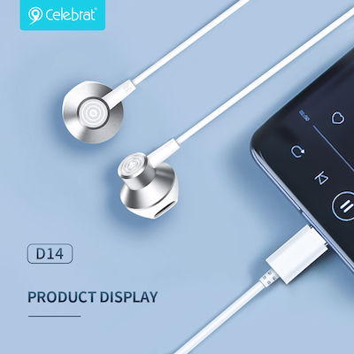 Celebrat D14-RD Earbuds Handsfree με Βύσμα USB-C Κόκκινο