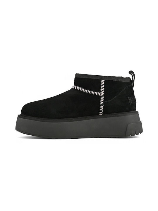 Suede Γυναικεία Μποτάκια Μαύρα
