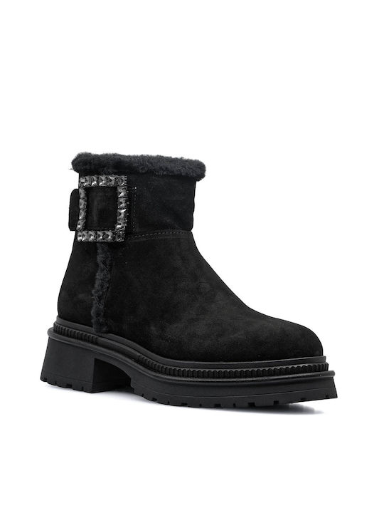 Alpe Wildleder Damen Knöchelstiefel Schwarz