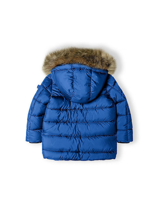 Minoti Boys Quilted Coat Blue with Ηood