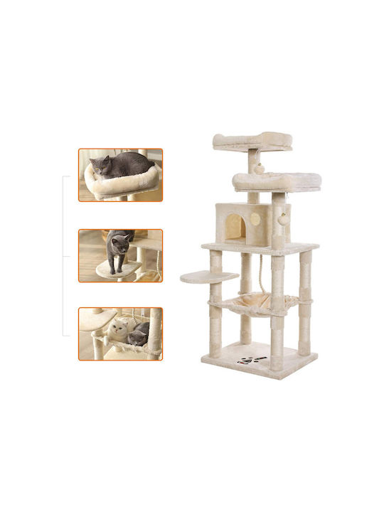 Feandrea Scratching Post Cat Trees Beige 5 levels 55x45x143cm