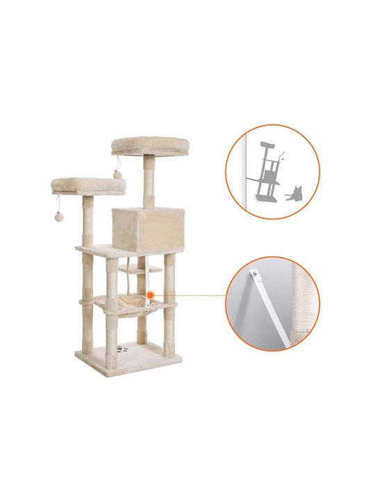 Feandrea Scratching Post Cat Trees Beige 5 levels 55x45x143cm