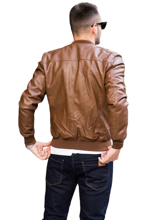 Bread and Buttons Men's Winter Leather Jacket Brown