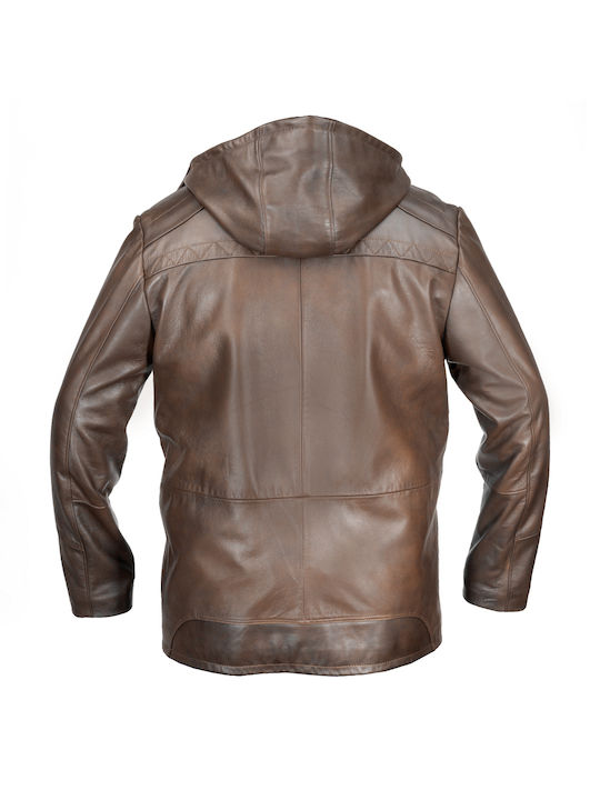 Ageridis Leather Men's Winter Leather Jacket Brown