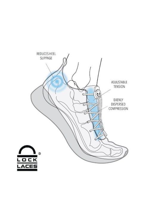 Lock Laces Κορδόνια Παπουτσιών Ελαστικά Λευκά 2τμχ 122cm