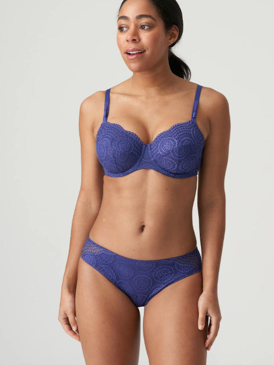 Primadonna Lace Underwear Set with Bra & Slip Blue