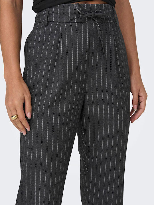 Women's Fabric Trousers Striped Gray
