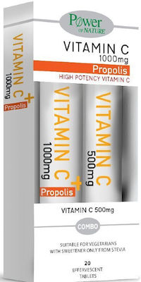 Power Of Nature Vitamin C Vitamin C 1000mg Propolis 20 effervescent tablets & Vitamin C 500mg 20 effervescent tablets for Immune System Boost, Skin & Antioxidant Action