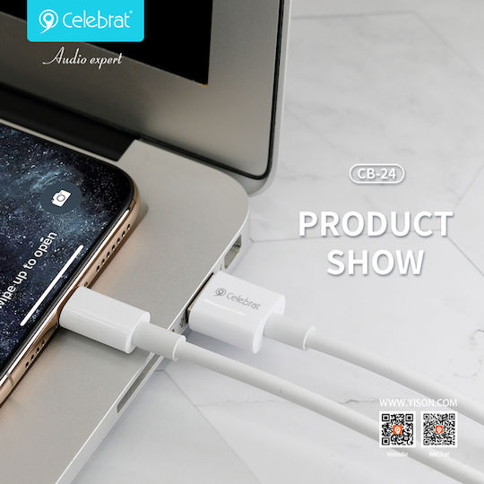 Celebrat USB 2.0 Kabel USB-C männlich - USB-A 15W Weiß 1.2m (CB-24C)