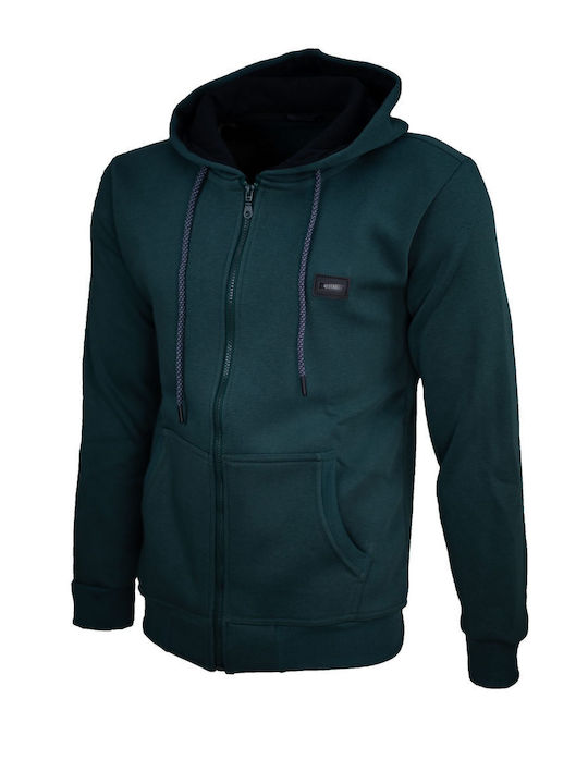 Restart Men's Sweatshirt Jacket with Hood and Pockets Petrol Blue