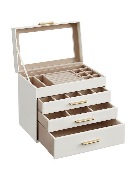 Songmics Wooden Jewellery Box with Drawer Transparent 25.1x15.3x21.5cm