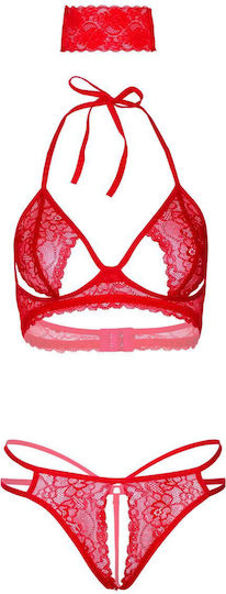 Daring Intimates Set Sexy De Lenjerie Cu Dantelă Roșie