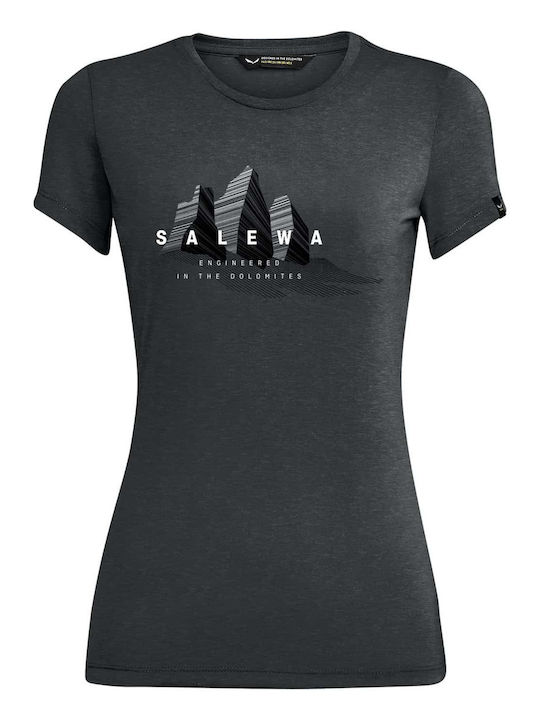 Lines Γυναικείο T-shirt Πεζοπορίας Fast Drying Γκρι