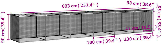vidaXL Poultry Coop of Galvanized Steel L6.03 x W0.98 x H0.9m