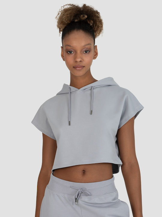 Superstacy Women's Cropped Hooded Sweatshirt Gray