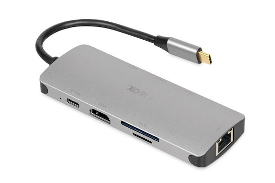 iBox Dock / USB-A Docking Station με 4K PD Ethernet Γκρι