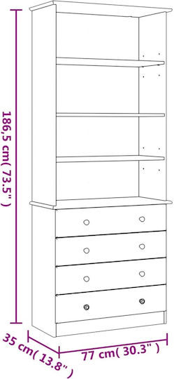 Βιβλιοθήκη Λευκή 77x35x186.5εκ.