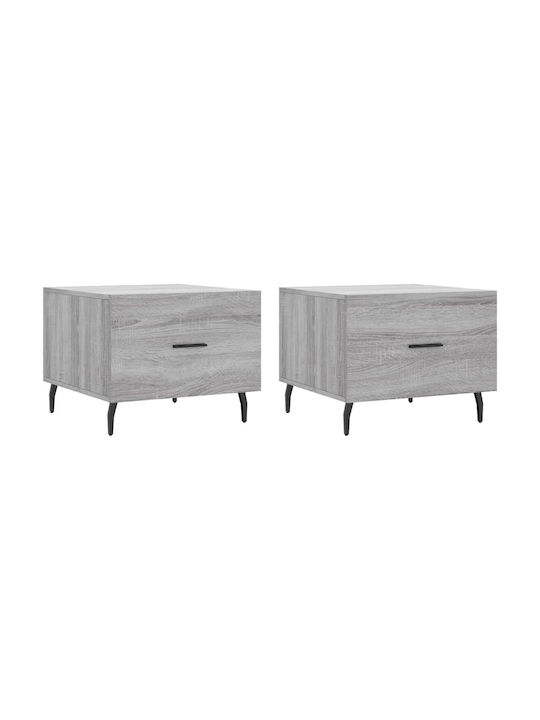 Square Side Table Wooden Grey 2pcs L50xW50xH40cm.