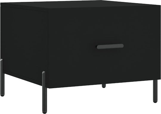Square Side Table Wooden with Drawers Black 2pcs M50xW50xH40cm
