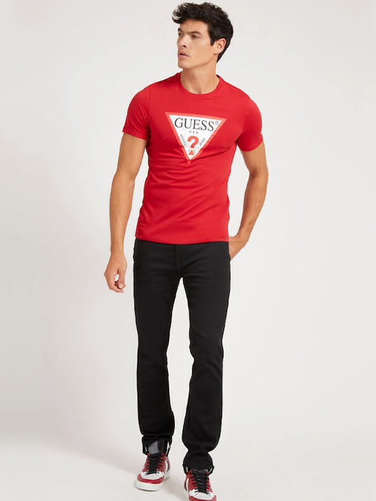 Guess Herren T-Shirt Kurzarm Rot