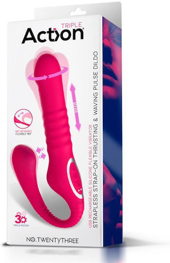 Kinksters Trägerlos Strap On mit Vibration in Fuchsie Farbe