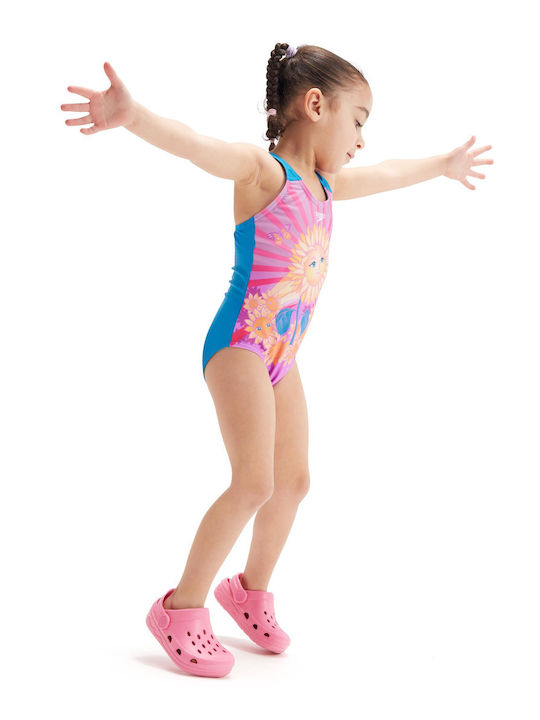 Speedo Детски Бански Една част Neon Violet/par