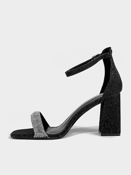 Suede Sandals with Strass Black