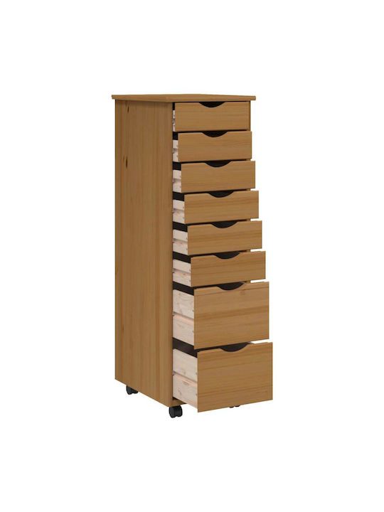 Office Storage Solid Wood Drawer Μελί Καφέ L34xW39xH103cm