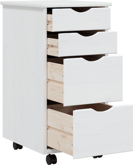 Sertar De Birou Din Lemn Masiv Alb 34x39x65.5cm