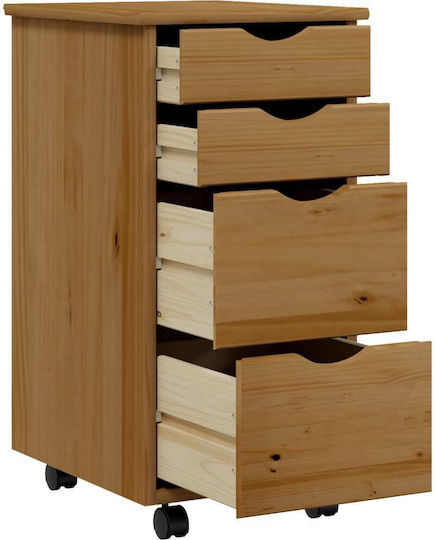 Sertar De Birou Din Lemn Masiv Culoare Maro Miere 34x39x65.5cm