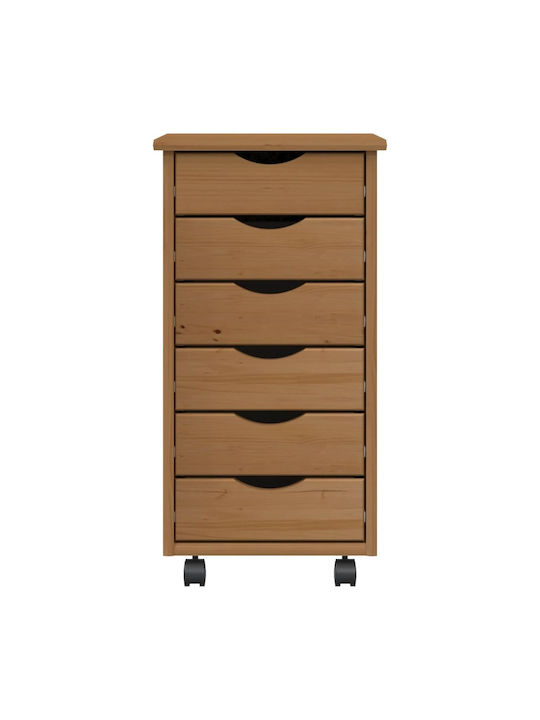Office Storage Solid Wood Drawer Μελί Καφέ L34xW39xH65.5cm