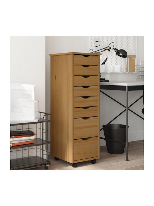 Office Storage Solid Wood Drawer Μελί Καφέ L34xW39xH103cm