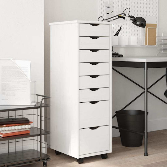 Office Drawer Made of Solid Wood White 34x39x103cm