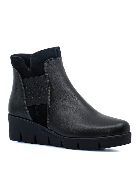 Softies Leather Women's Ankle Boots Platform Black