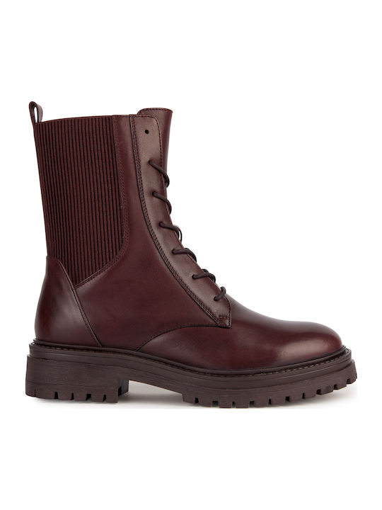D Iridea Leather Women's Ankle Boots Brown