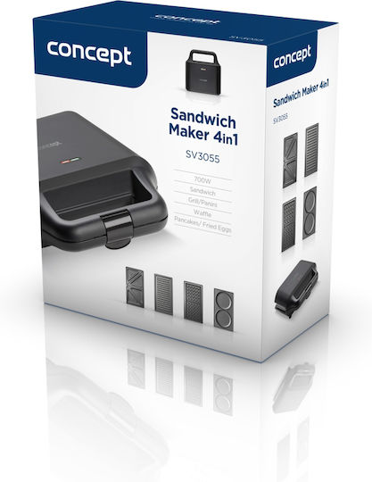 Concept Sandwich Maker Grill cu Plăci Detasabile 700W Neagră
