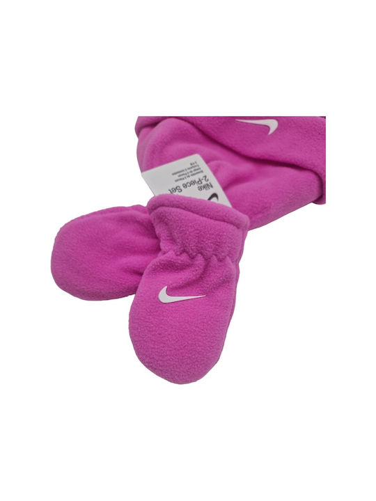 Nike Nan Swoosh Kinder Mütze Set mit Handschuhe Fleece Rosa für Neugeborene
