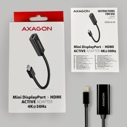 Axagon Μετατροπέας mini DisplayPort male σε HDMI female Χρυσό 1τμχ RVDM-HI14N