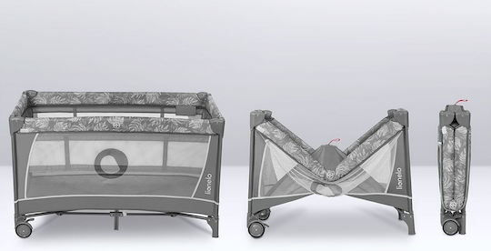Lionelo Flower Baby Playpen with Changing Table and Grey Mattress 60x120cm