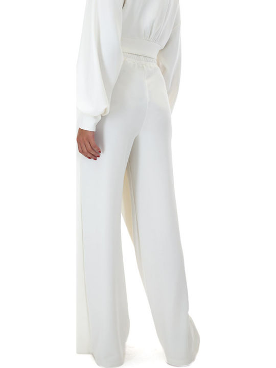 Women's High-waisted Fabric Trousers Beige