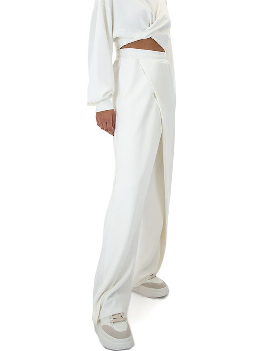 Women's High-waisted Fabric Trousers Beige