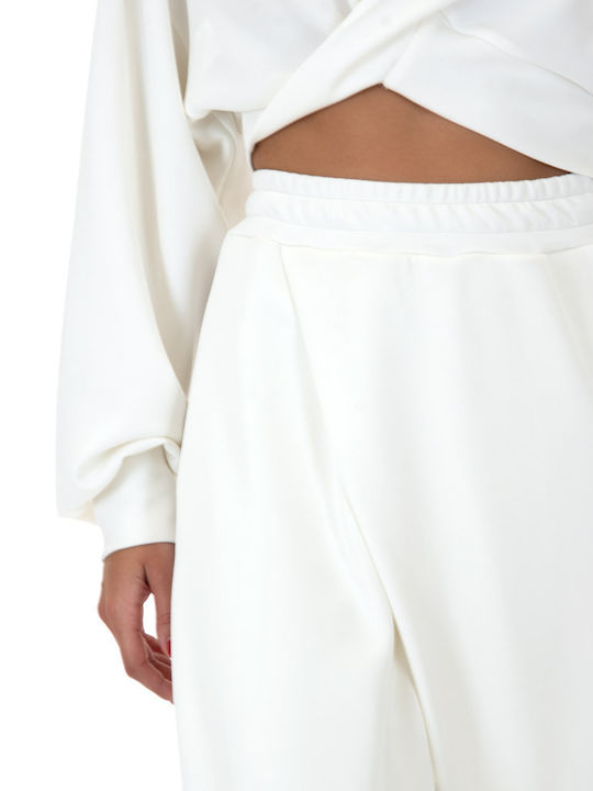 Women's High-waisted Fabric Trousers Beige