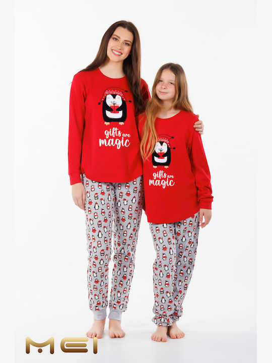 MEI Kids Pyjamas Winter Cotton Red