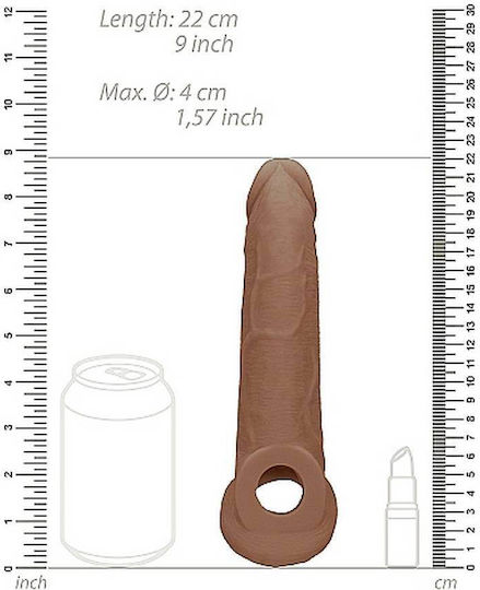 Shots Acoperire Realistă pentru Penis Extensie Penis Maro 21cm
