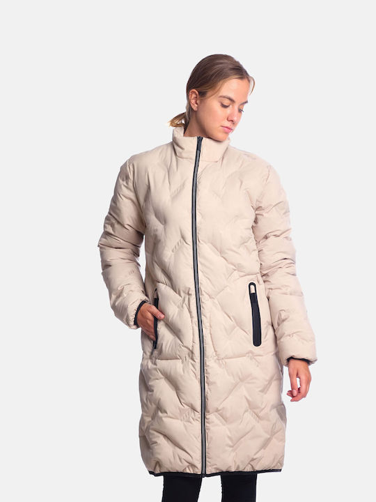 Paco & Co Women's Short Puffer Jacket for Winter Beige