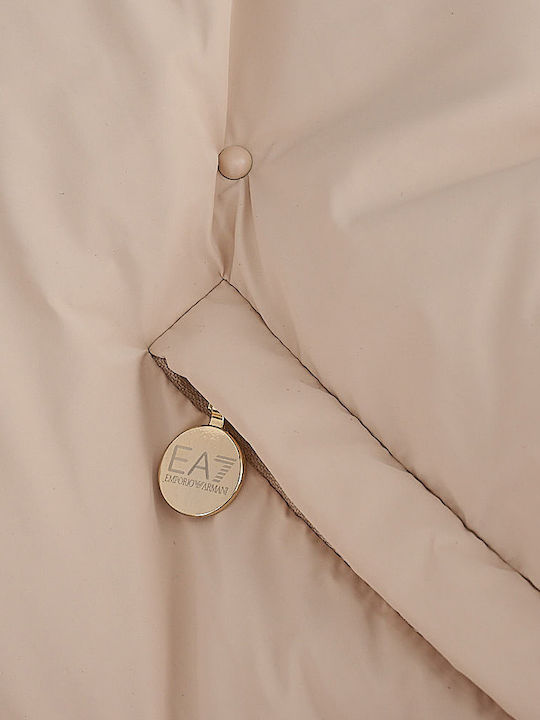 Women's Short Puffer Jacket for Winter Beige