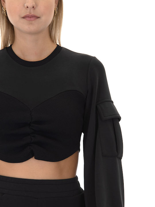 Γυναικείο Crop Top Μακρυμάνικο Μαύρο