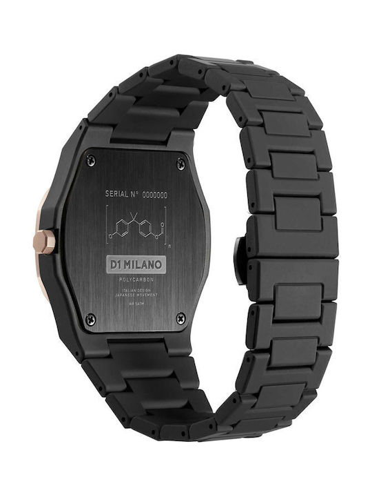 D1 Milano Polycarbon Ανδρικό Ρολόι 40.5mm Μπαταρίας με Μαύρο Μεταλλικό Μπρασελέ