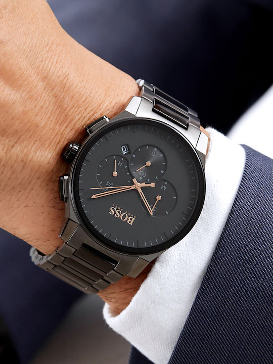 Boss Peak Men's Watch 44mm Chronograph Battery with Metal Bracelet